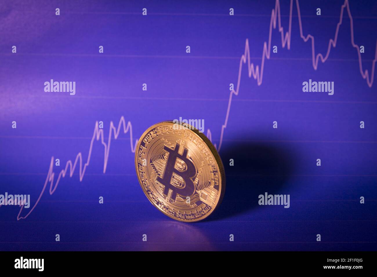 Financial growth concept with golden Bitcoins on chart background Stock ...