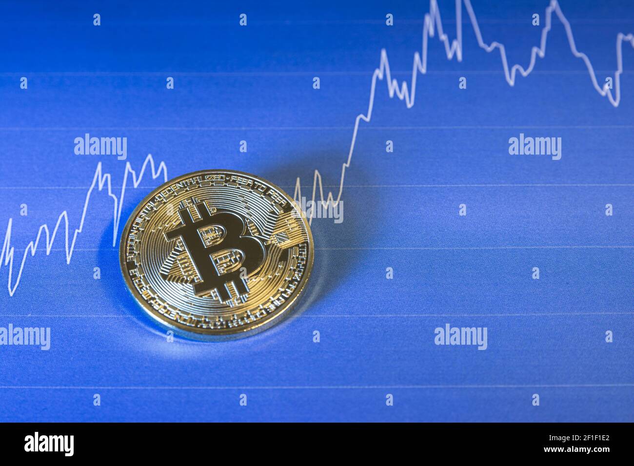 Financial growth concept with golden Bitcoins on chart background Stock ...