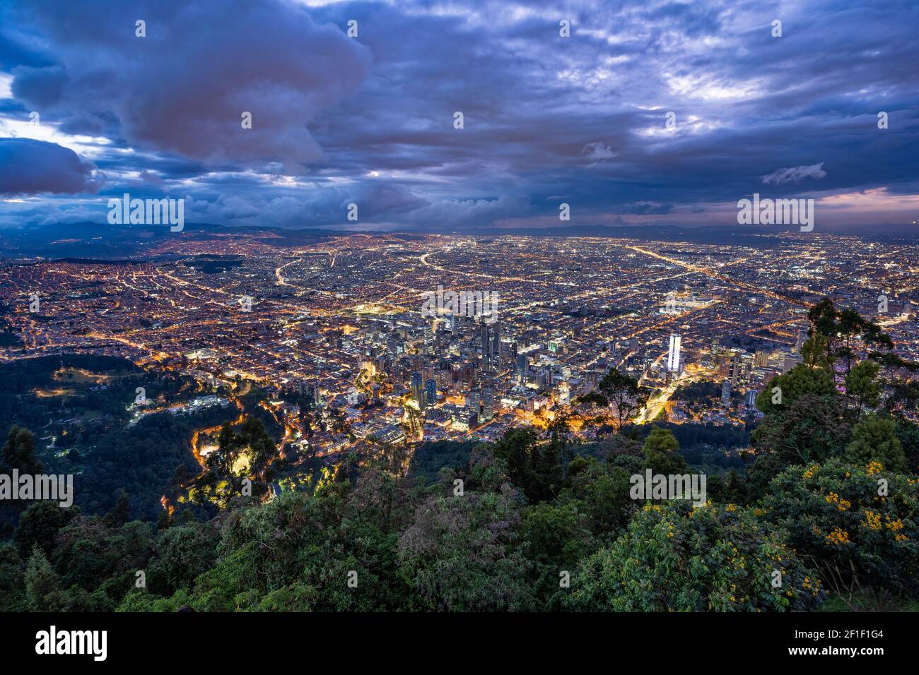 Night view of Bogota from Cerro de Monserrate, Colombia Stock Photo