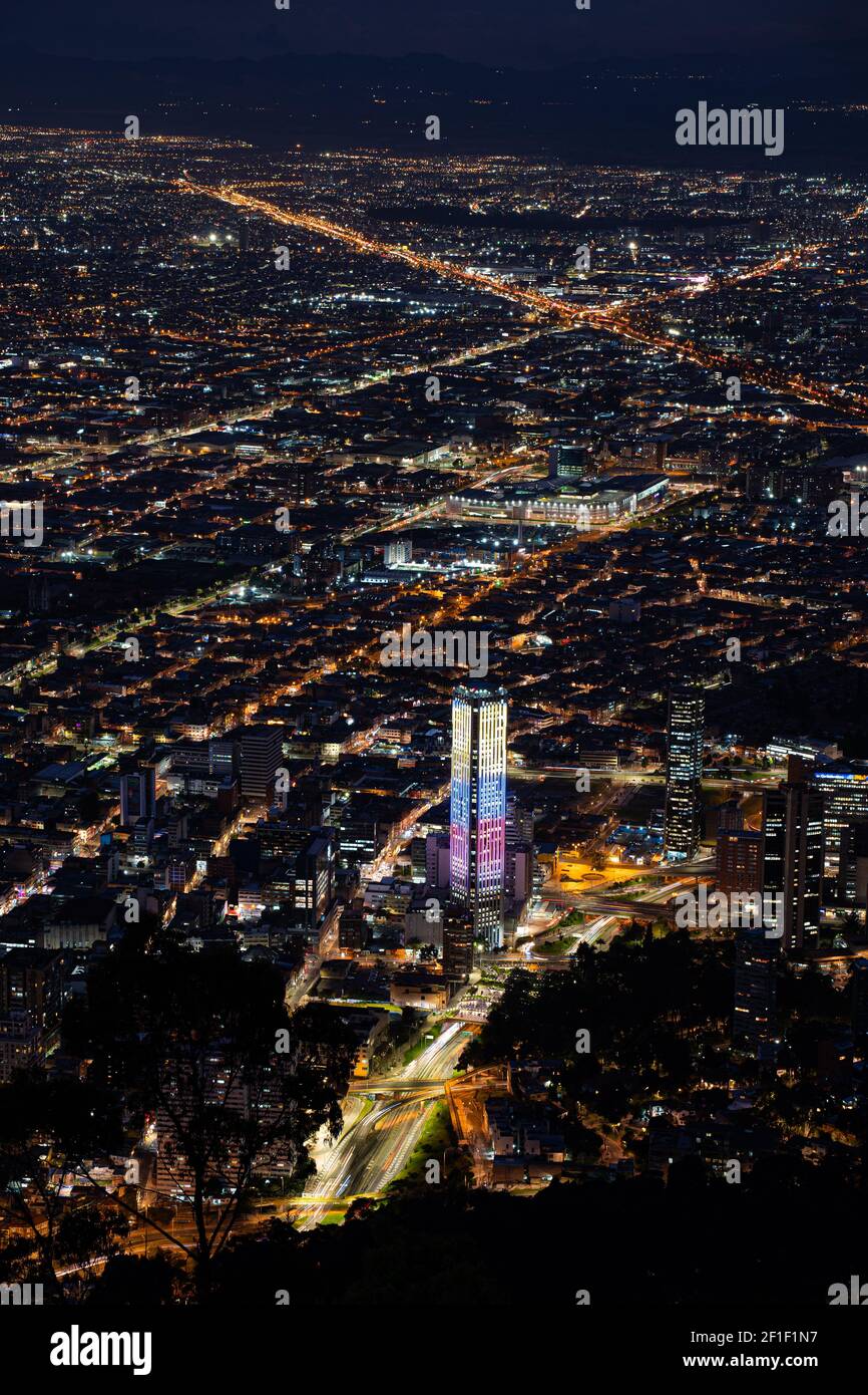 Night view of Bogota from Cerro de Monserrate, Colombia Stock Photo