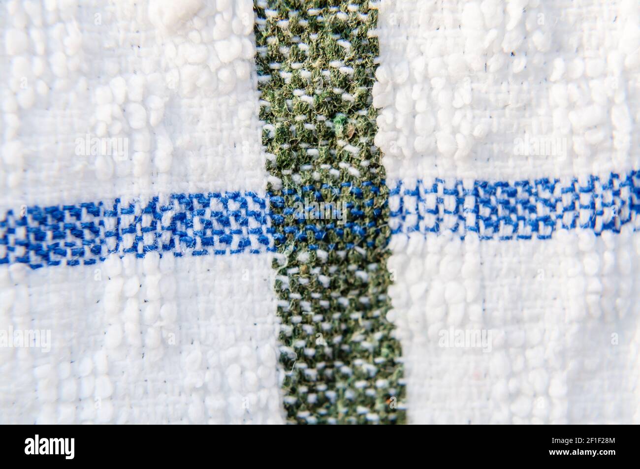 Blue and green checked tablecloth background texture Stock Photo