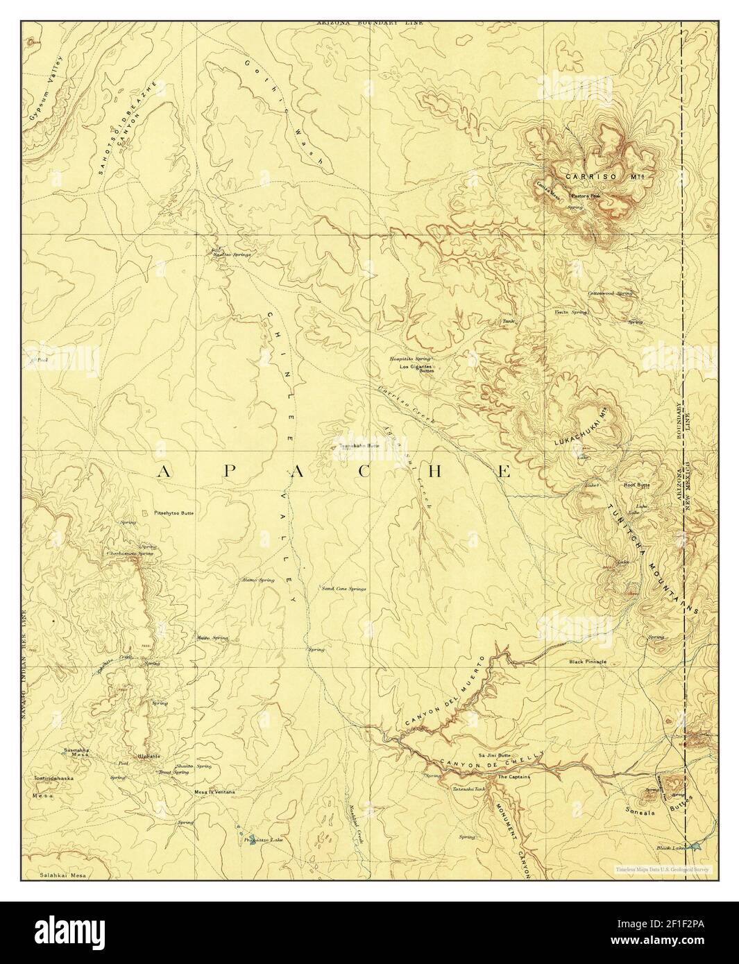 Canyon De Chelly, Arizona, map 1892, 1250000, United States of America