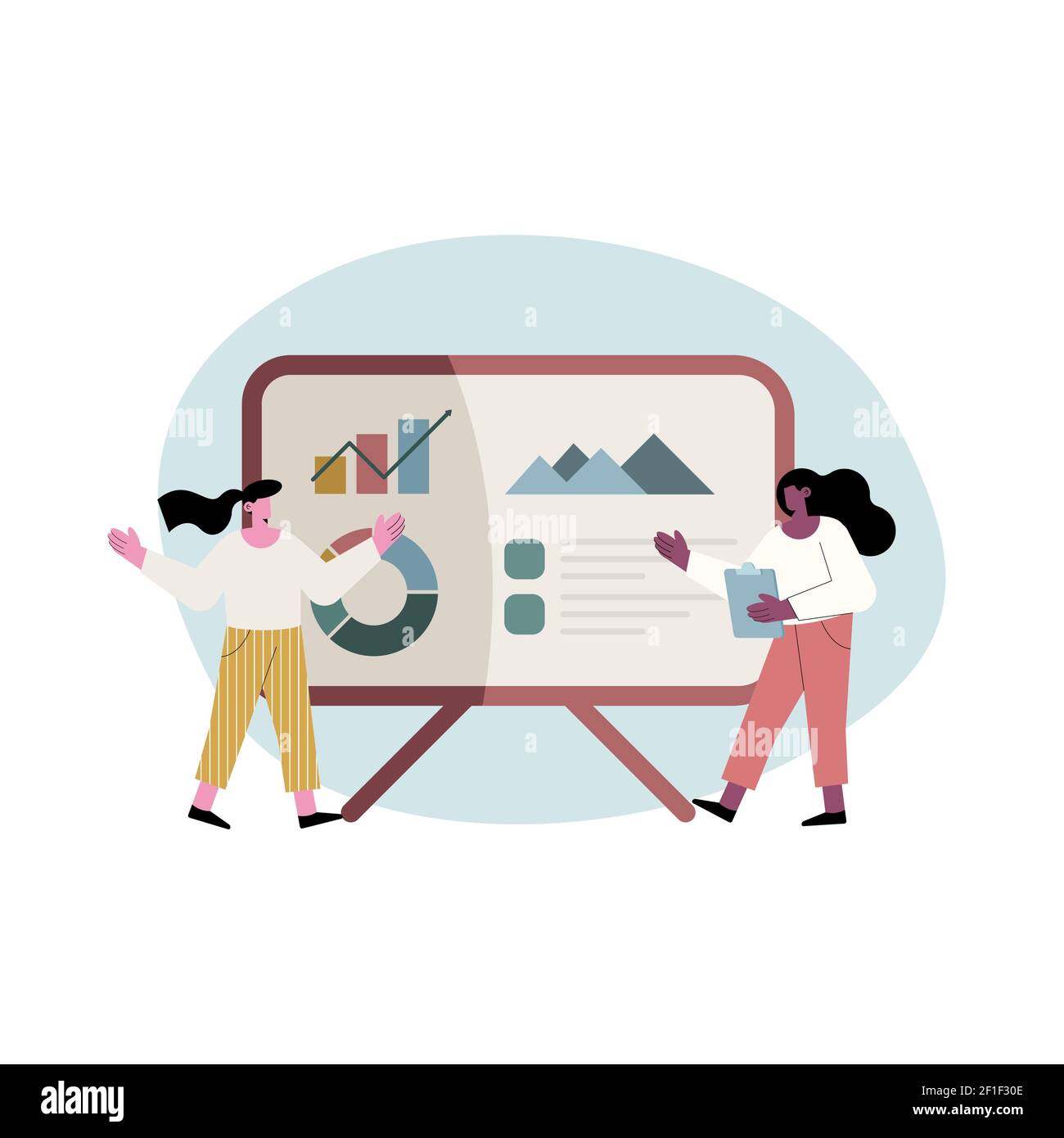 interracial businesswomen with statistics characters Stock Vector Image ...