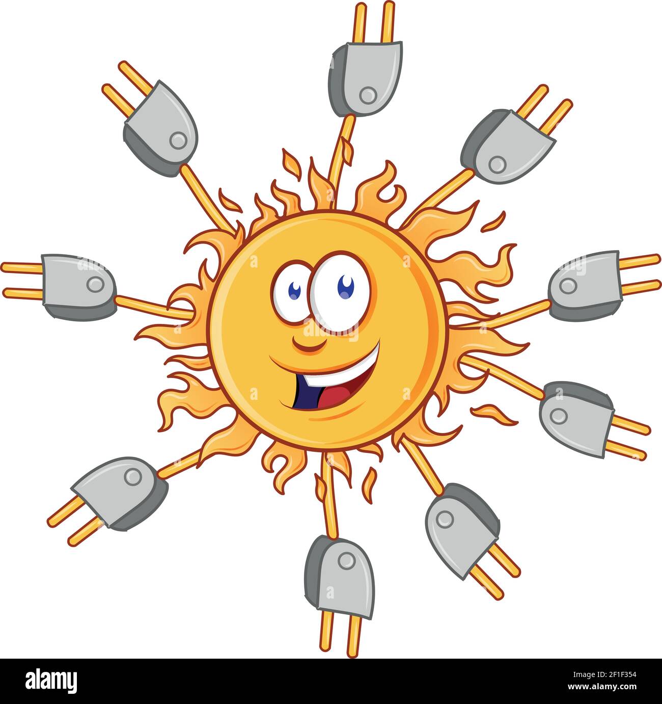 sun with plug mascot cartoon. vector illustration Stock Vector