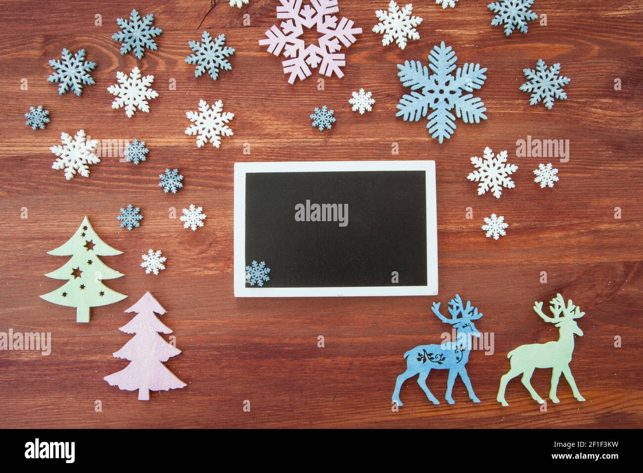 Rustic background with snowflakes Stock Photo - Alamy