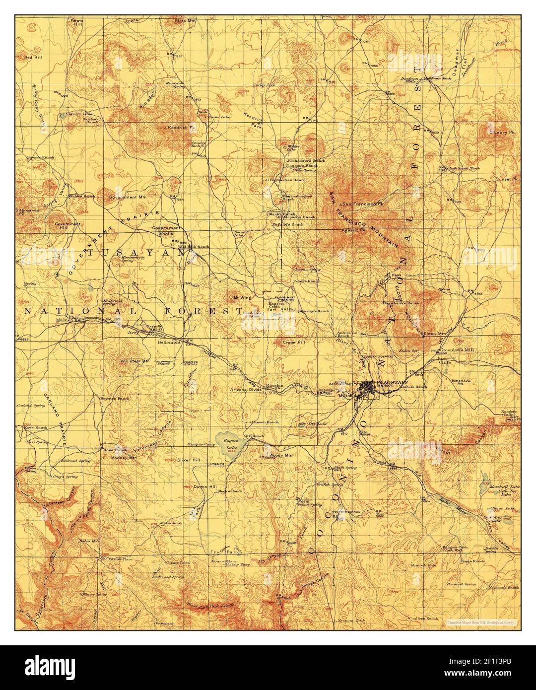 Flagstaff, Arizona, map 1912, 1125000, United States of America by