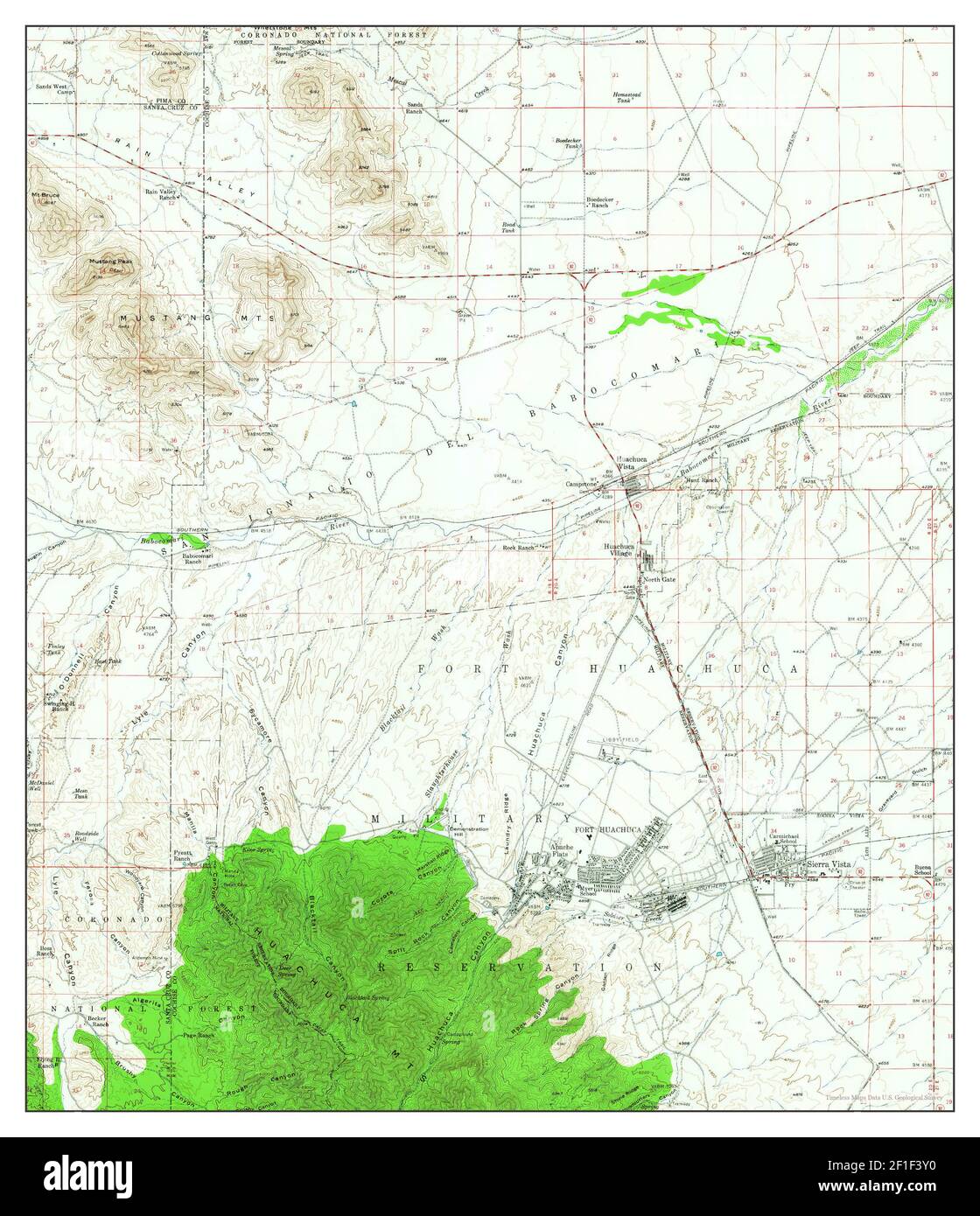 Fort Huachuca, Arizona, map 1958, 1:62500, United States of America by Timeless Maps, data U.S. Geological Survey Stock Photo