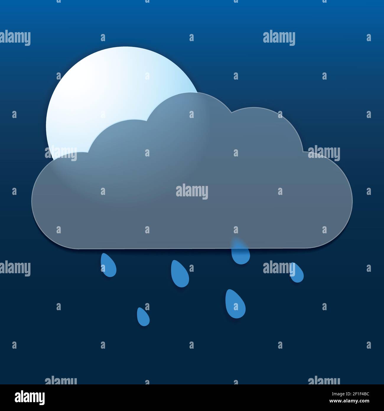 Vector drawing. Weather icon with cloud in style glass morphism, moon ...