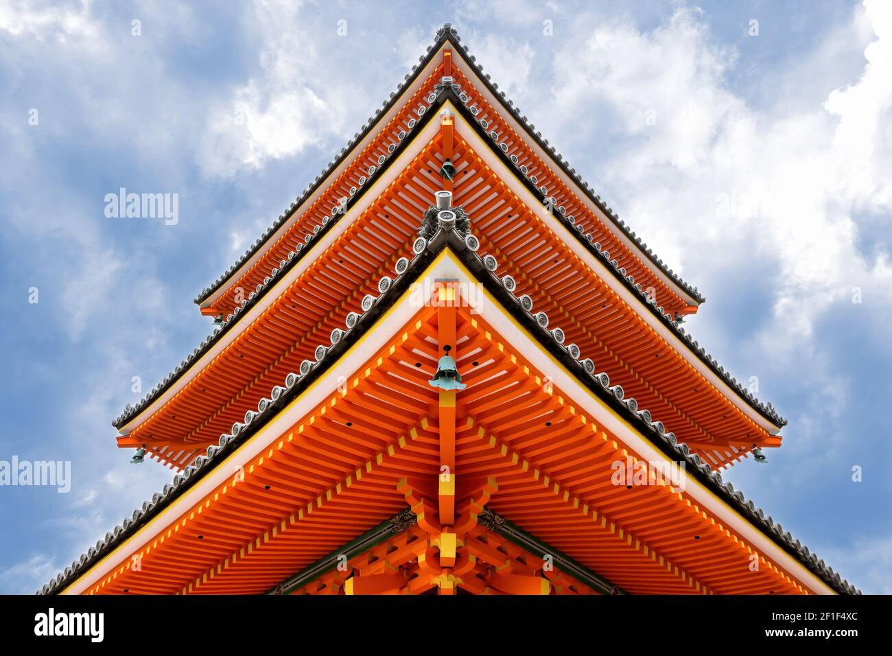 Pagoda roof, Kiyomizu-dera temple on Mount Otowa, Kyoto, Japan Stock Photo
