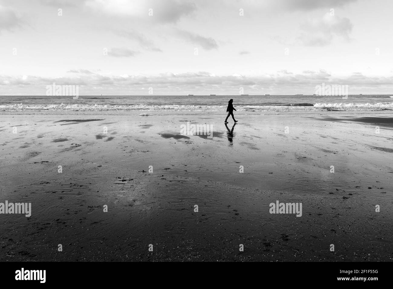 Empty beach walk Black and White Stock Photos & Images - Alamy