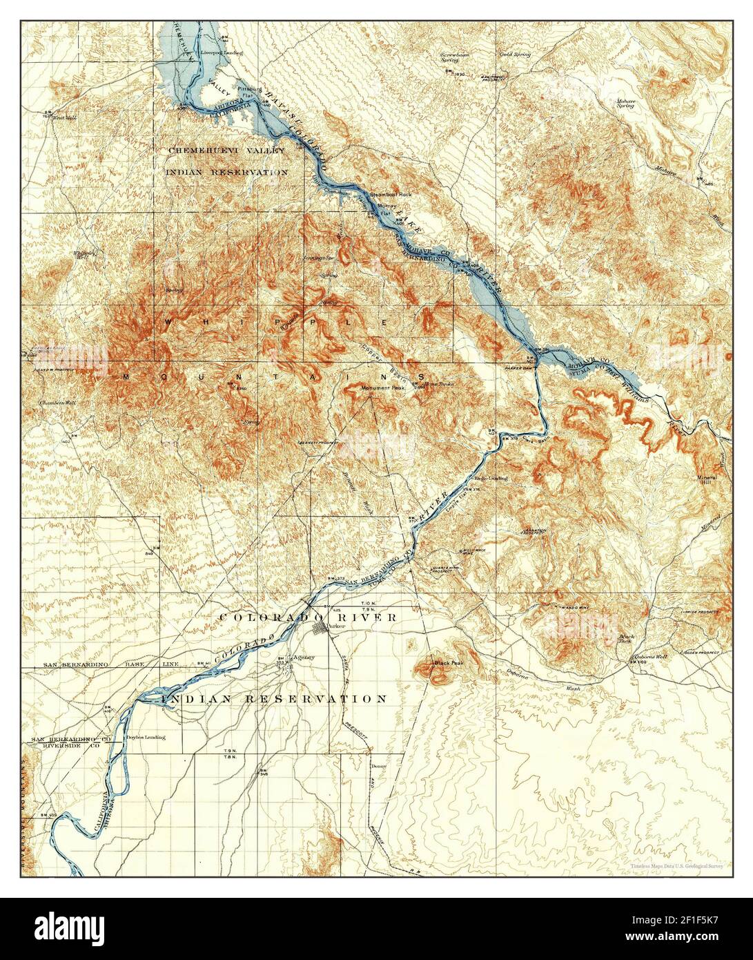 Parker, Arizona, map 1911, 1125000, United States of America by Timeless Maps, data U.S