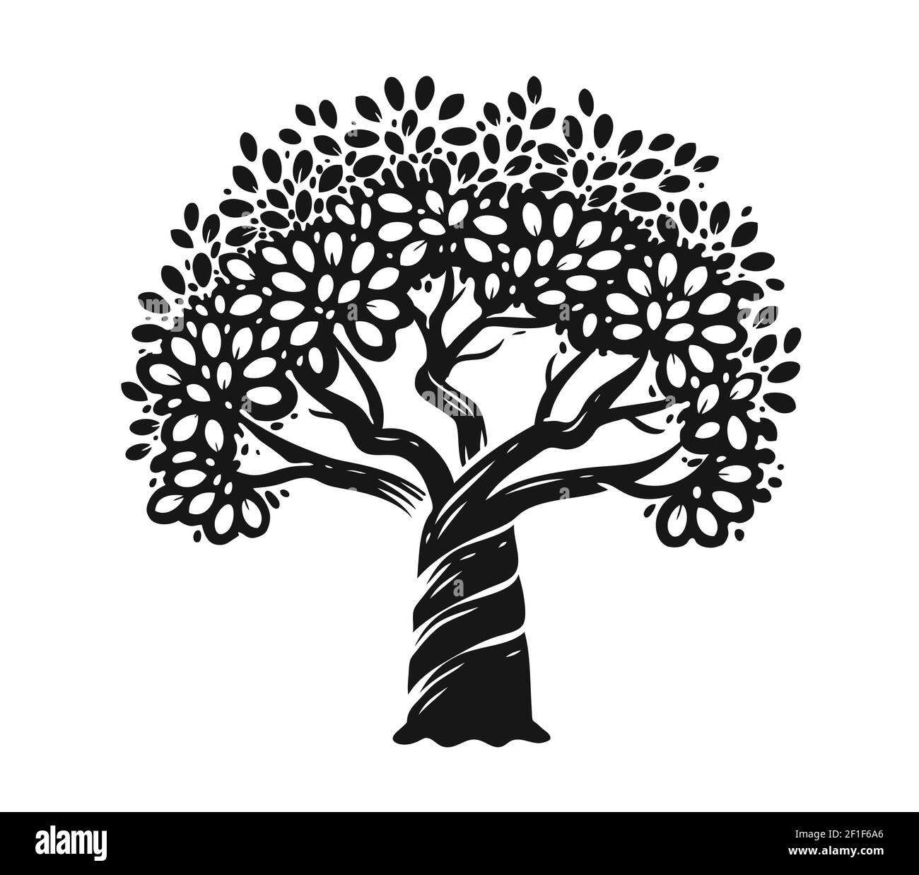 Decorative tree silhouette. Nature symbol vector illustration Stock Vector
