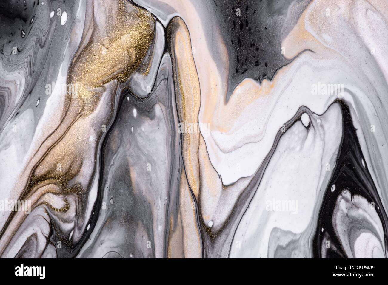 Abstract fluid art background black and white colors. Liquid marble ...