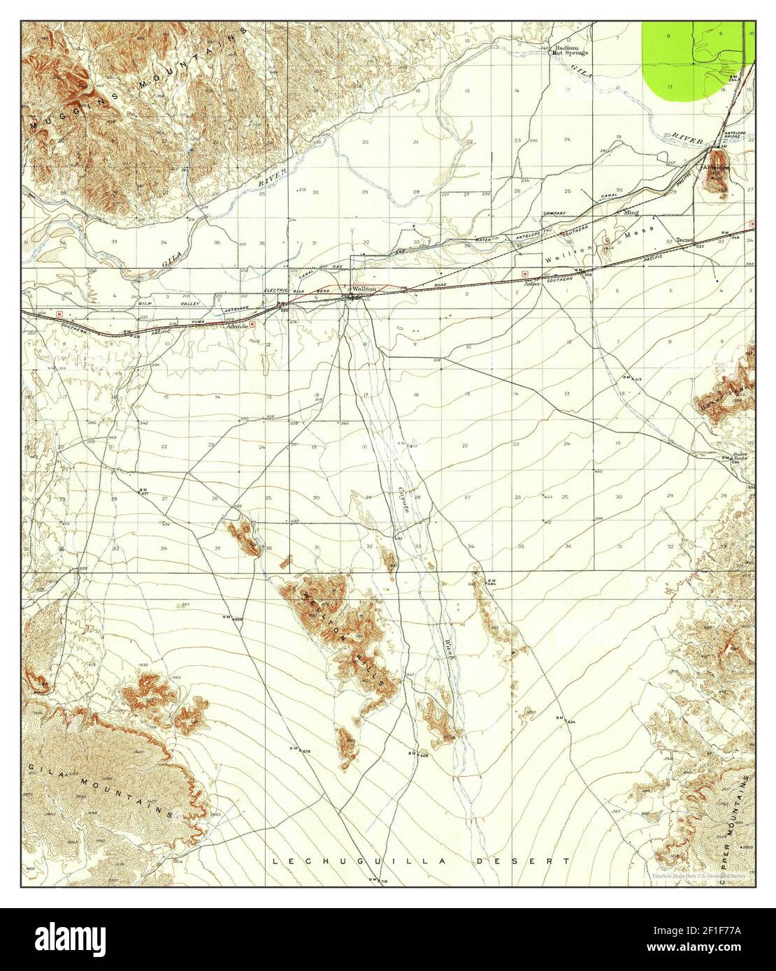 Wellton, Arizona, map 1926, 1:62500, United States of America by Timeless Maps, data U.S. Geological Survey Stock Photo