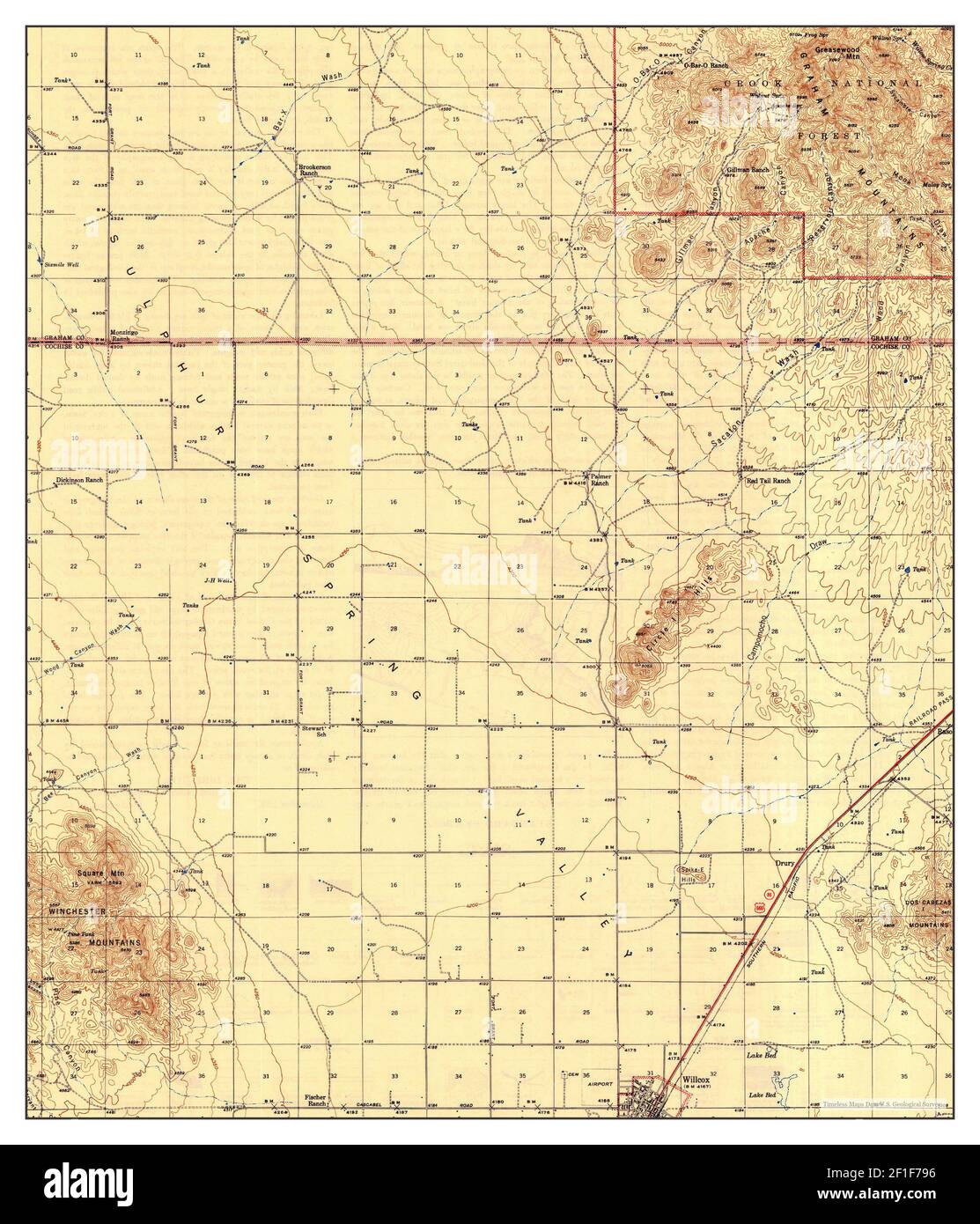 Willcox, Arizona, map 1943, 162500, United States of America by