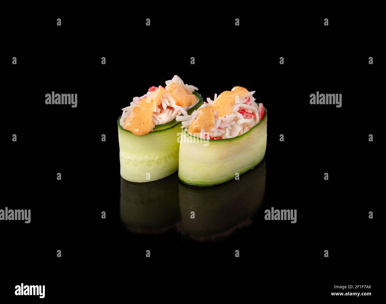 Gunkan maki sushi with, black background Stock Photo
