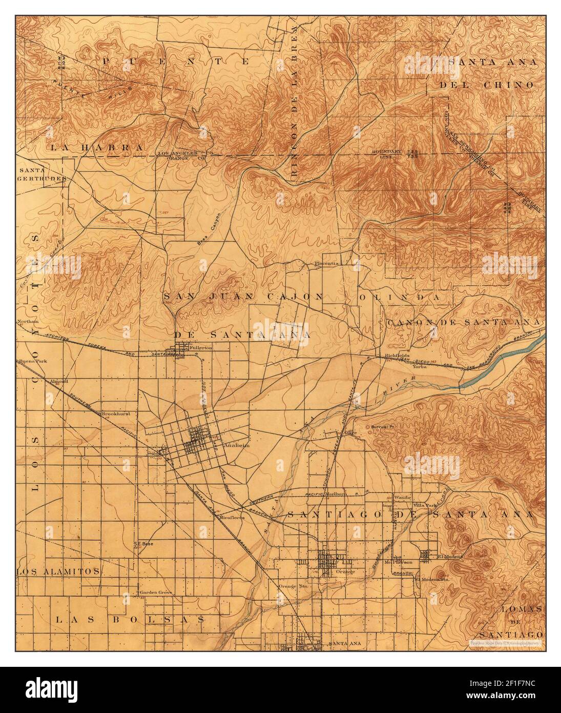 Anaheim, California, map 1896, 162500, United States of America by Timeless Maps, data U.S