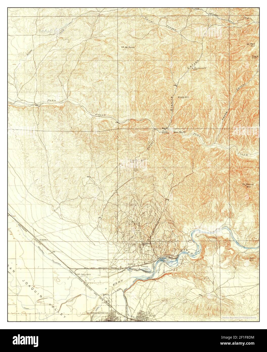 Bakersfield, California, map 1906, 1:62500, United States of America by ...