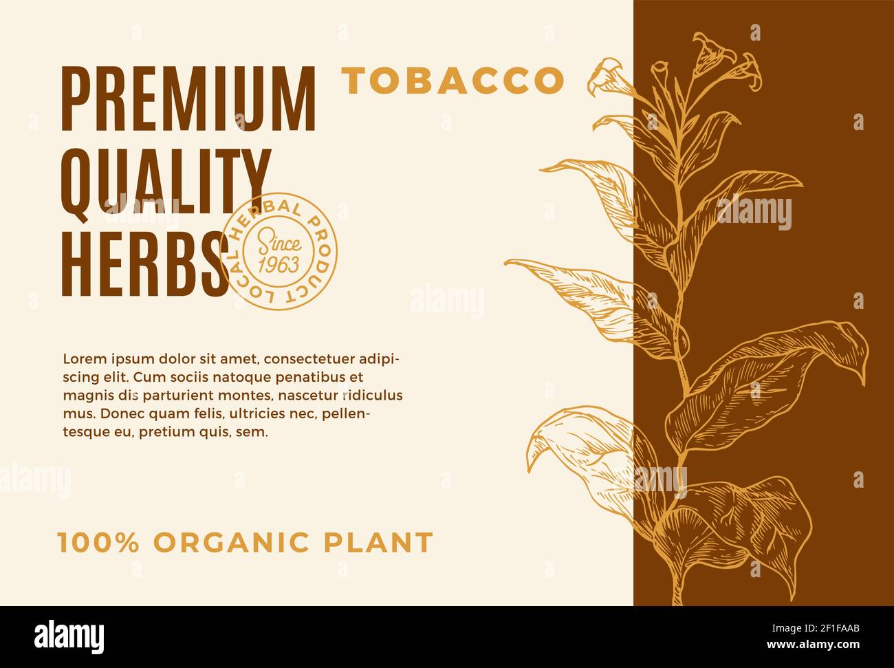 Premium Quality Herbs Abstract Vector Design Label. Modern Typography
