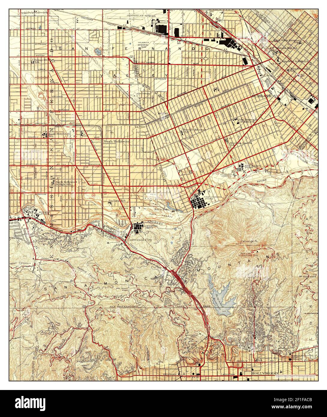 Burbank, California, map 1948, 124000, United States of America by