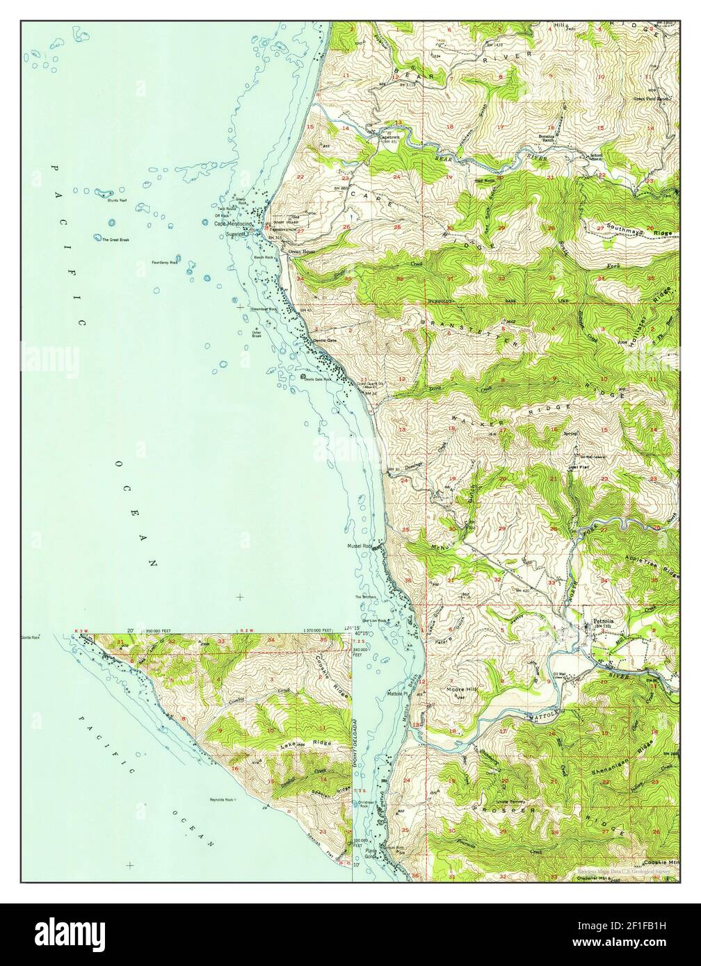 Cape Mendocino, California, map 1950, 162500, United States of America by Timeless Maps, data U