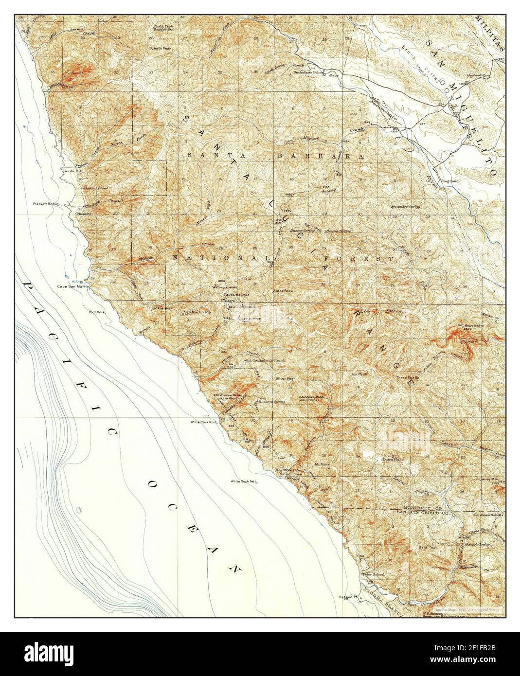 Cape San Martin, California, map 1921, 1:62500, United States of America by Timeless Maps, data U.S. Geological Survey Stock Photo