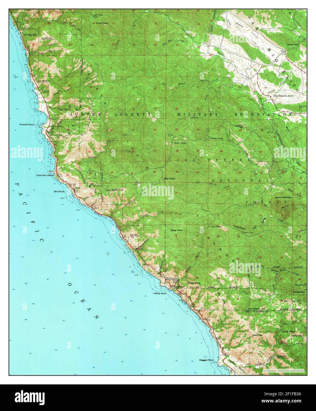 Cape San Martin, California, map 1948, 1:62500, United States of America by Timeless Maps, data U.S. Geological Survey Stock Photo