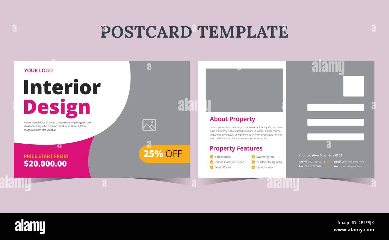 Real estate postcard template, home for sale postcard, postcard design