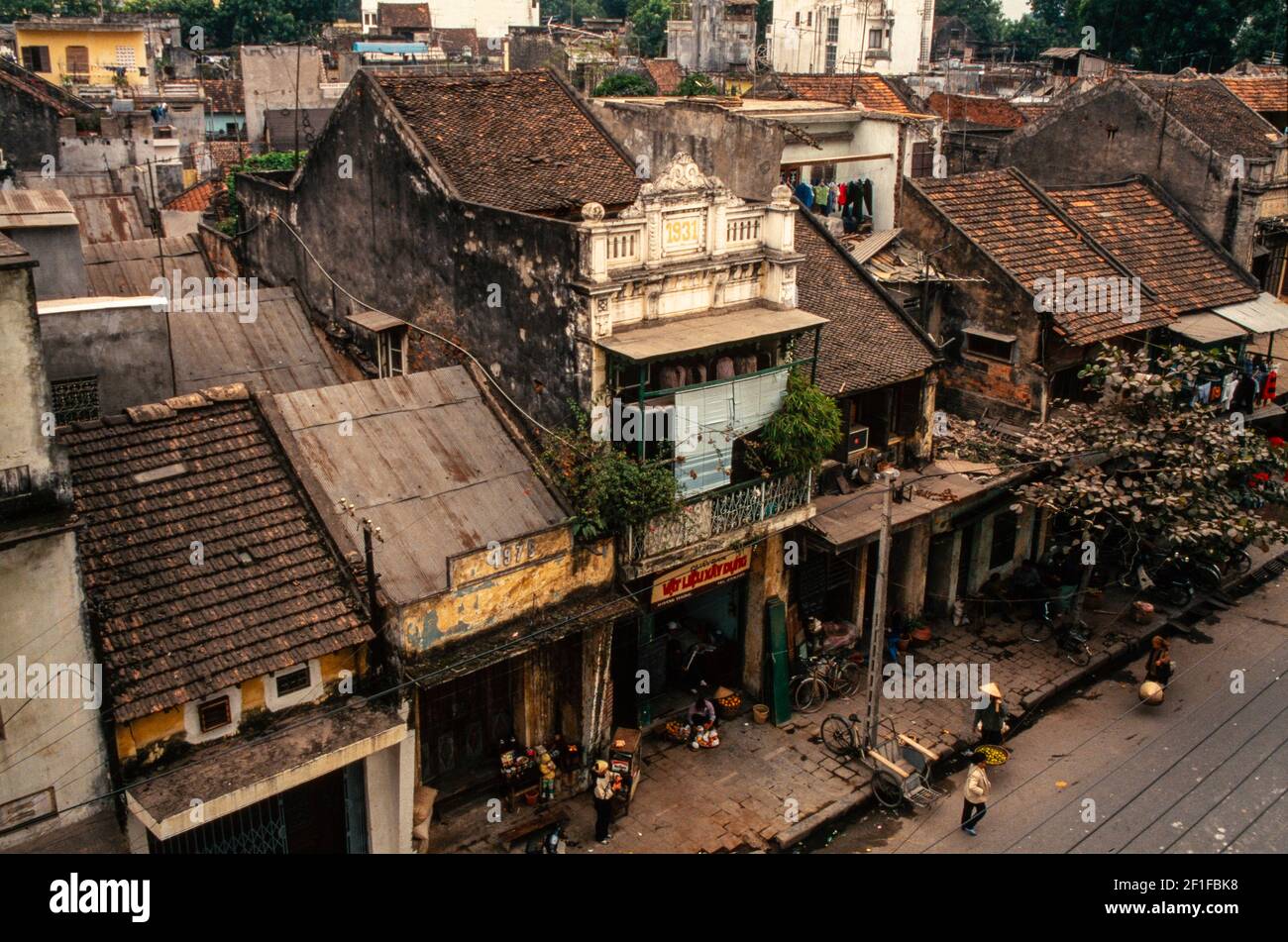 Street scene after rain, Hanio, North Vietnam, June 1980, Stock Photo