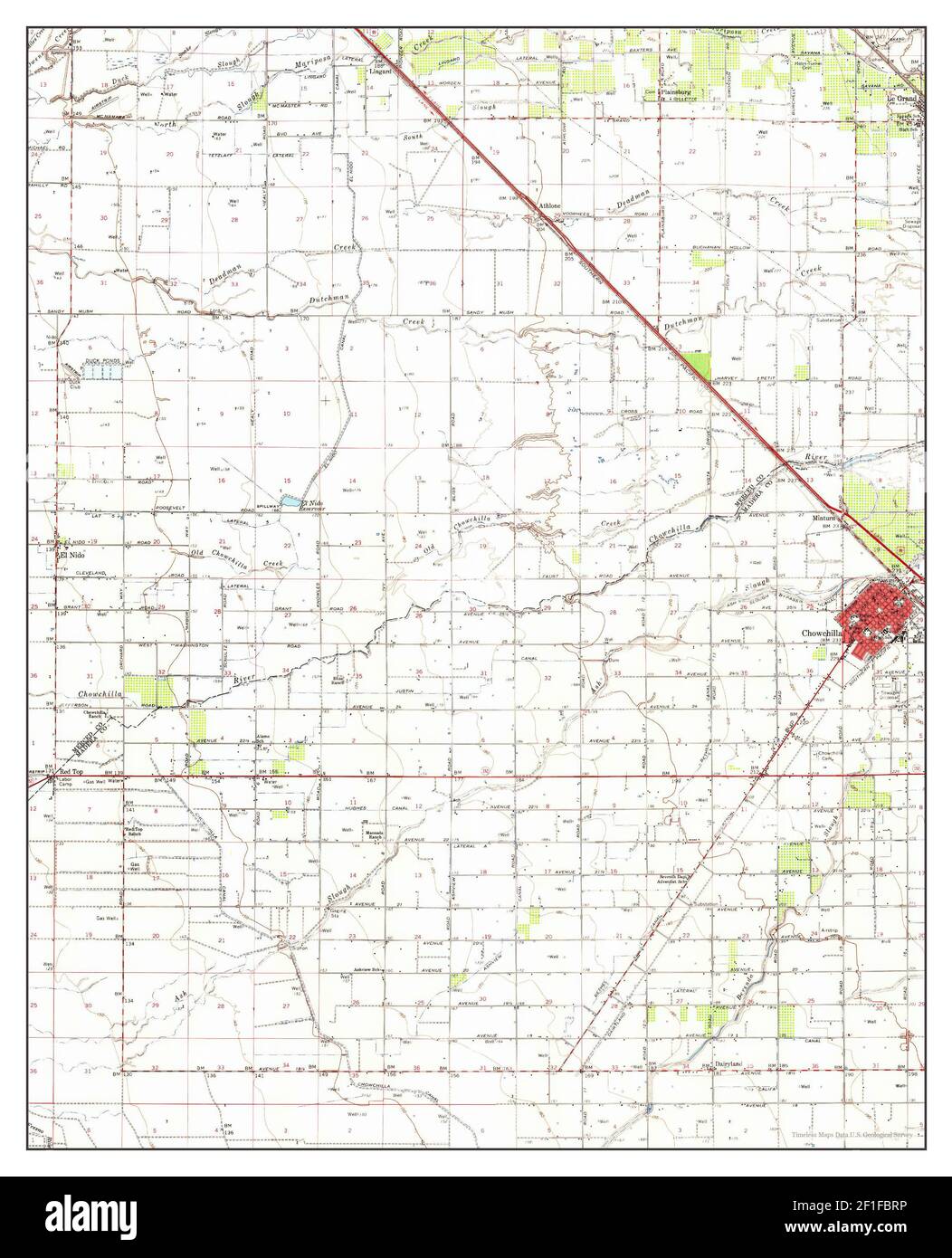 Chowchilla, California, map 1960, 162500, United States of America by Timeless Maps, data U.S