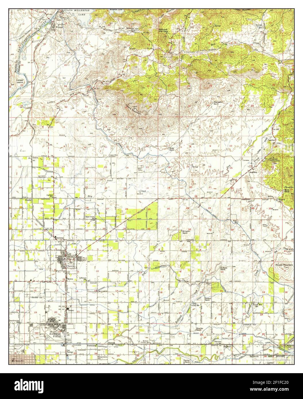 Clovis, California, map 1946, 162500, United States of America by