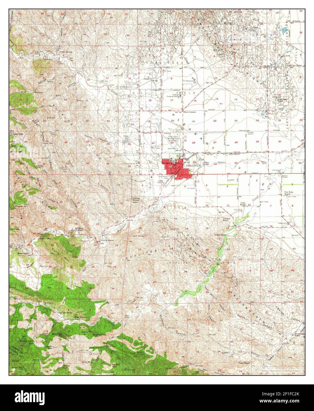 Coalinga, California, map 1956, 162500, United States of America by