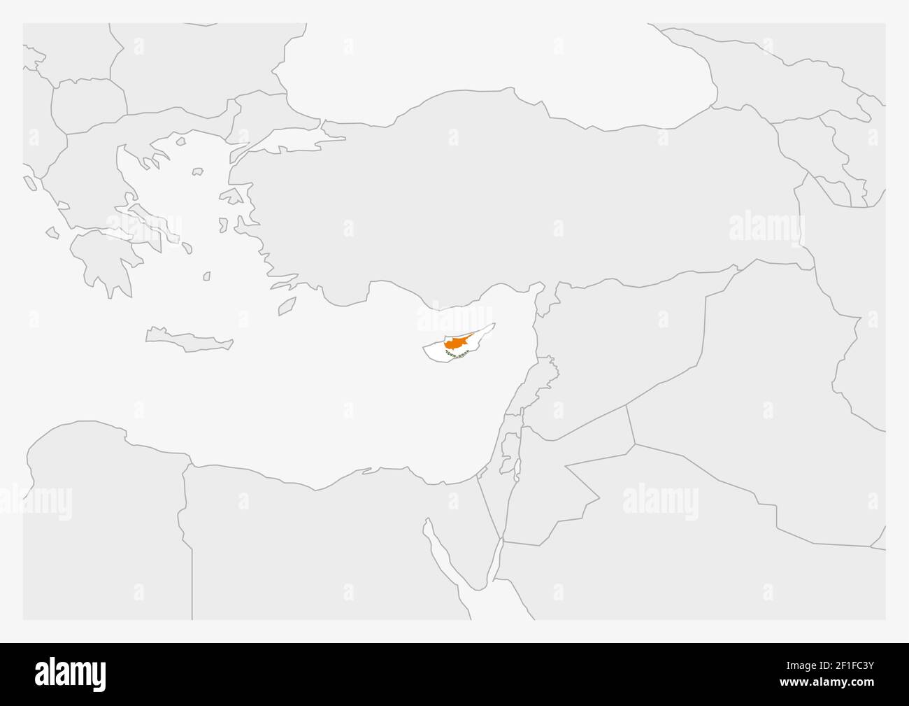Cyprus Map Highlighted In Cyprus Flag Colors Gray Map With Neighboring Cyprus Map Highlighted In Cyprus Flag Colors Gray Map With Neighboring
