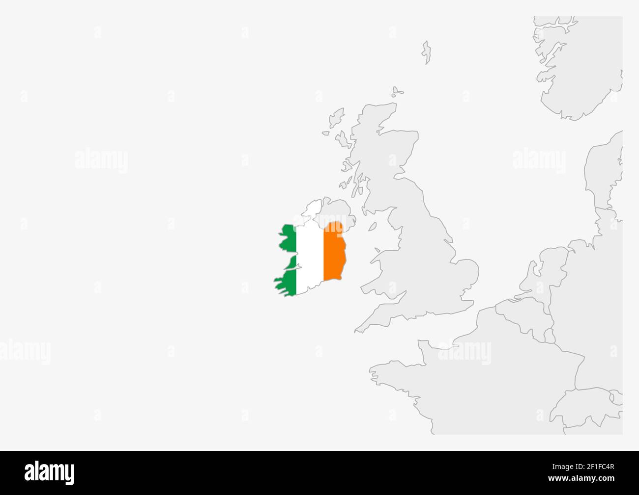Map Of Europe With Highlighted Ireland Map Gray Map Of Ireland With Neighboring Countries Stock Vector Image Art Alamy