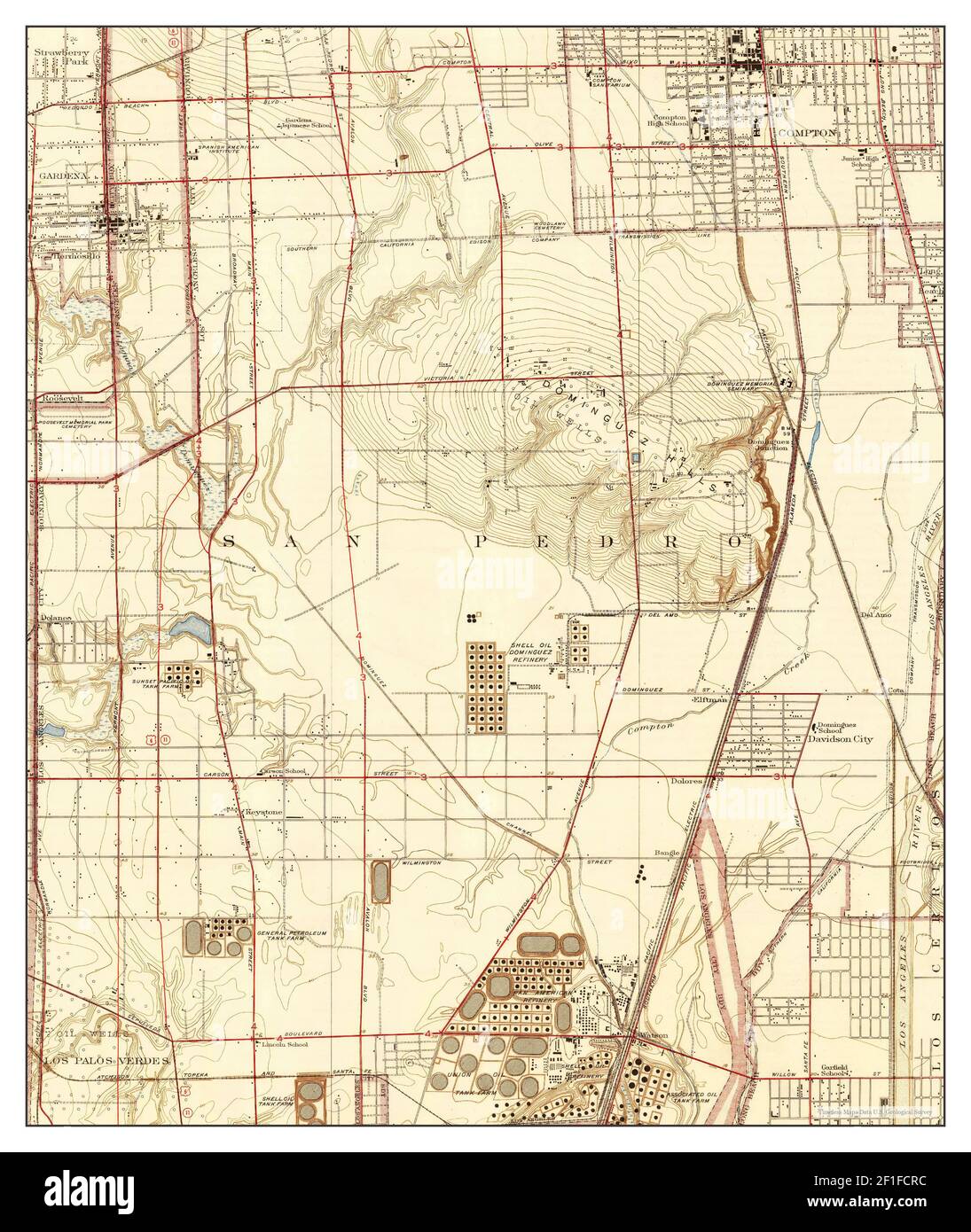 Compton, California, map 1930, 124000, United States of America by