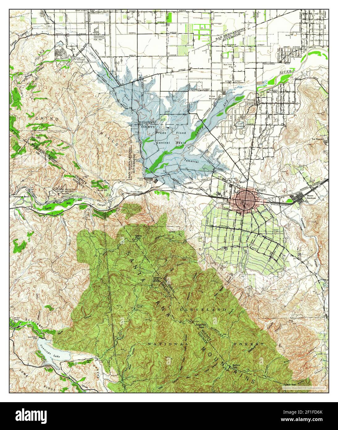 Corona, California, map 1942, 1:62500, United States of America by ...