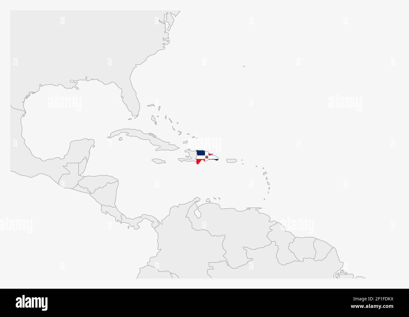 Dominican Republic map highlighted in Dominican Republic flag colors