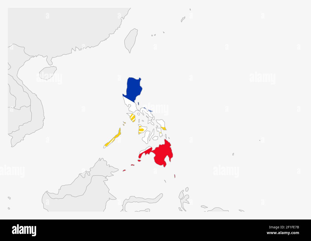 Map Of Philippines And Surrounding Countries Philippines Map Highlighted In Philippines Flag Colors, Gray Map With Neighboring  Countries Stock Vector Image & Art - Alamy