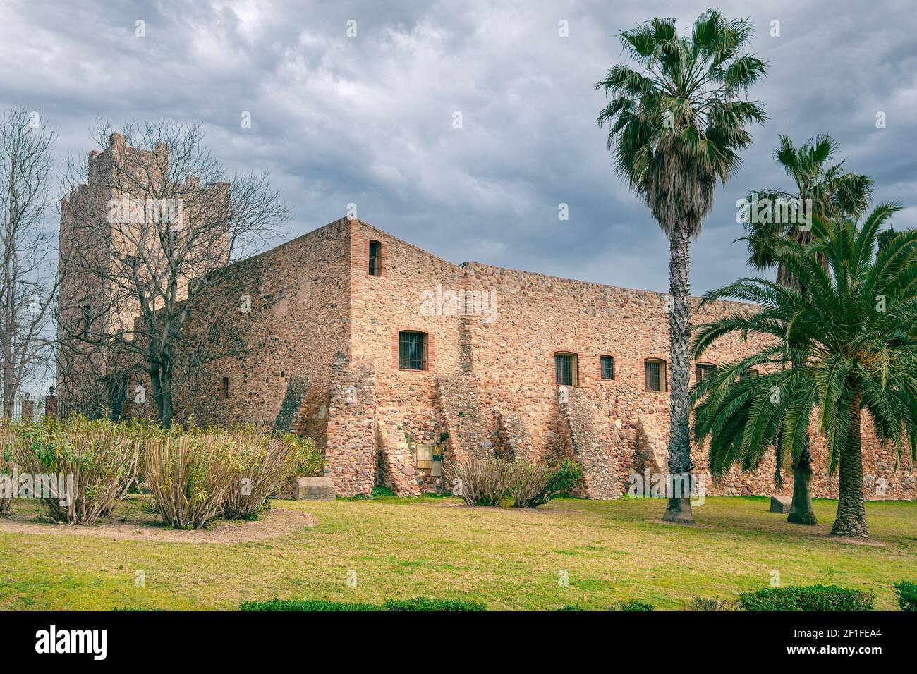 Cambrils or vilafortuny Castle in mediterranean Costa dorada of Spain. Stock Photo