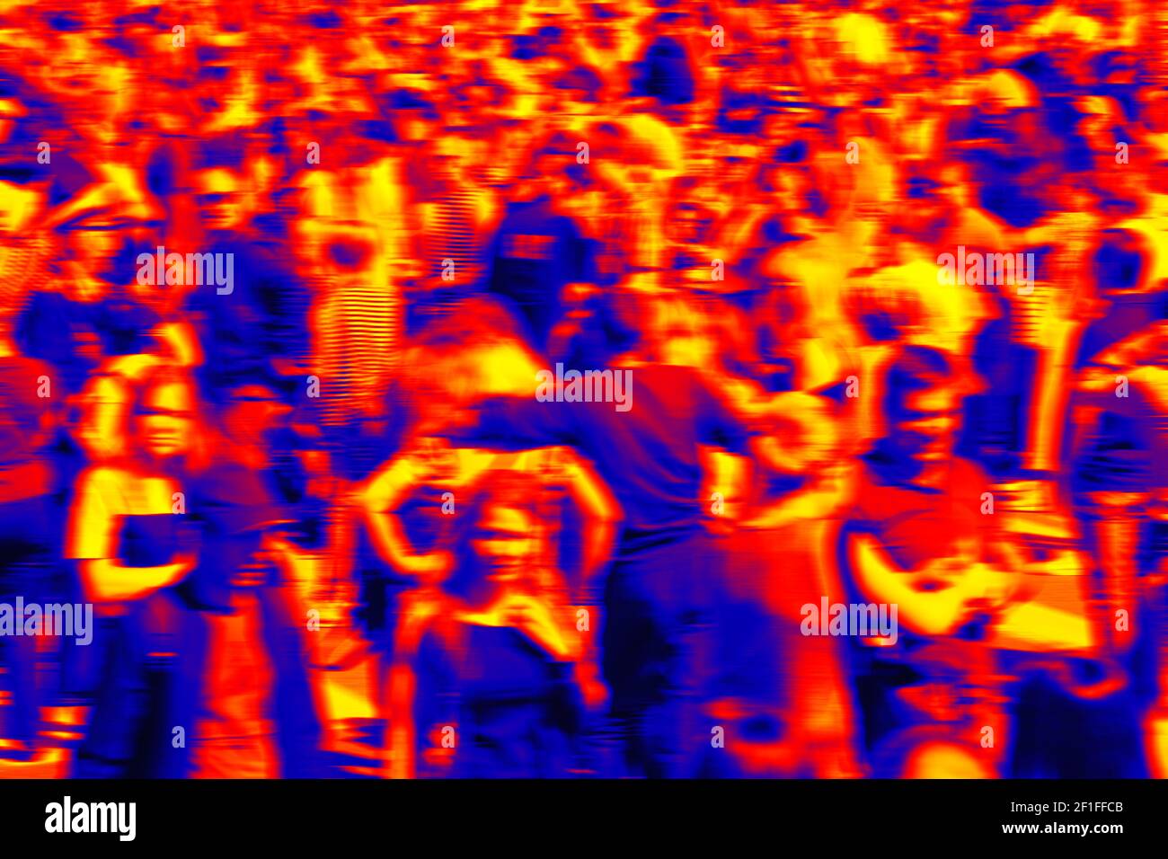 Anonymous crowd in streets and squares of capital city. Source of virus ...