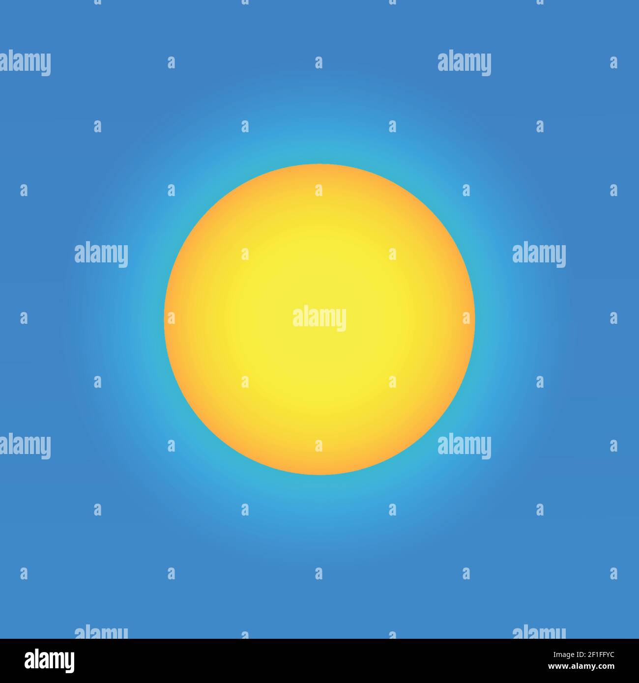 Vector drawing. Weather icon with image sun on blue background. Stock Vector