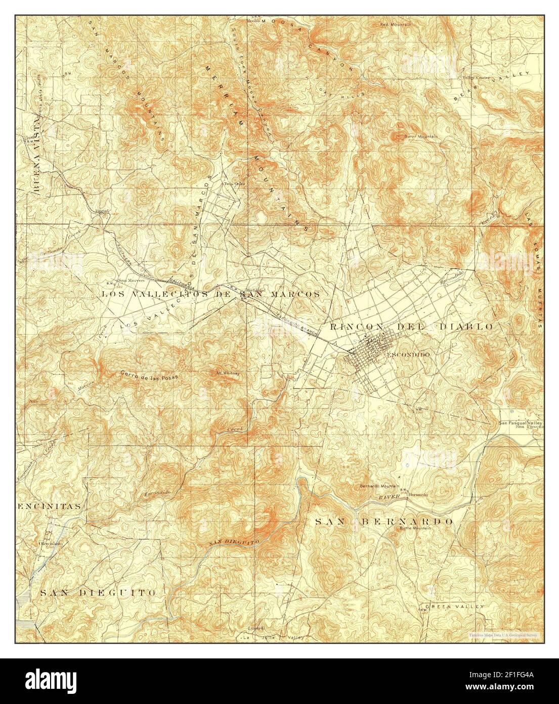 Escondido, California, map 1901, 162500, United States of America by Timeless Maps, data U.S