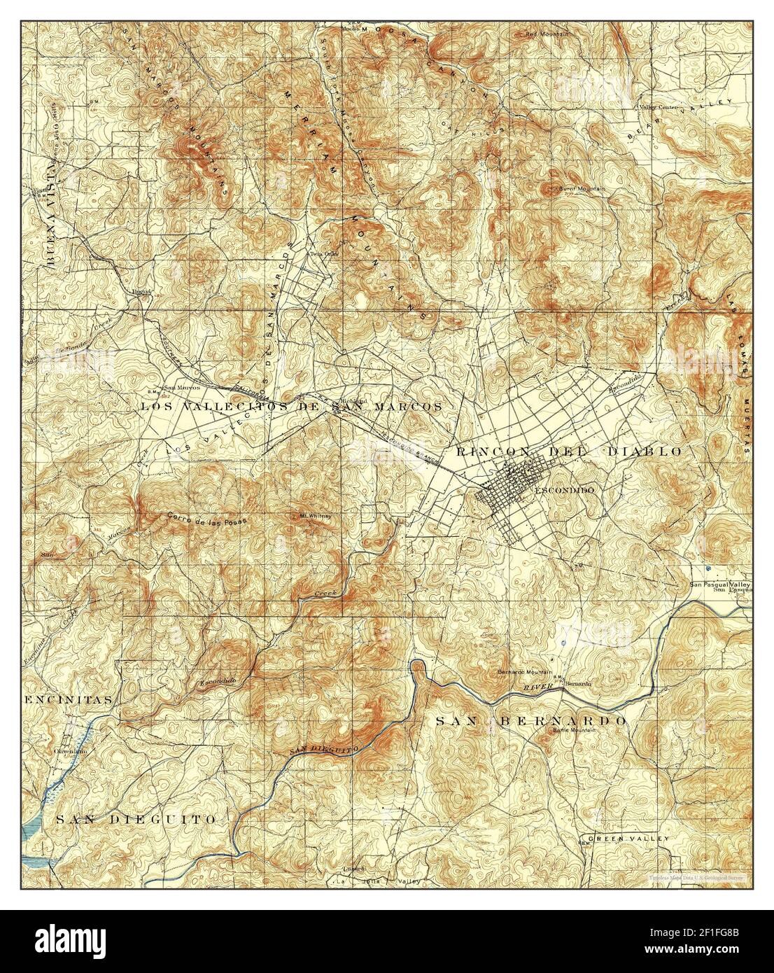 Escondido, California, map 1901, 162500, United States of America by Timeless Maps, data U.S