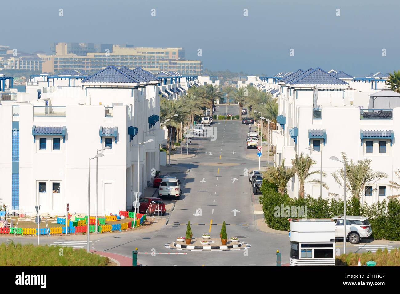 Palma Residence town house in Palm Jumeirah, Dubai. Residential properties in greek style. Stock Photo