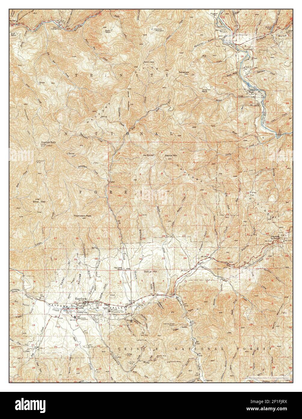 Hayfork, California, map 1951, 162500, United States of America by