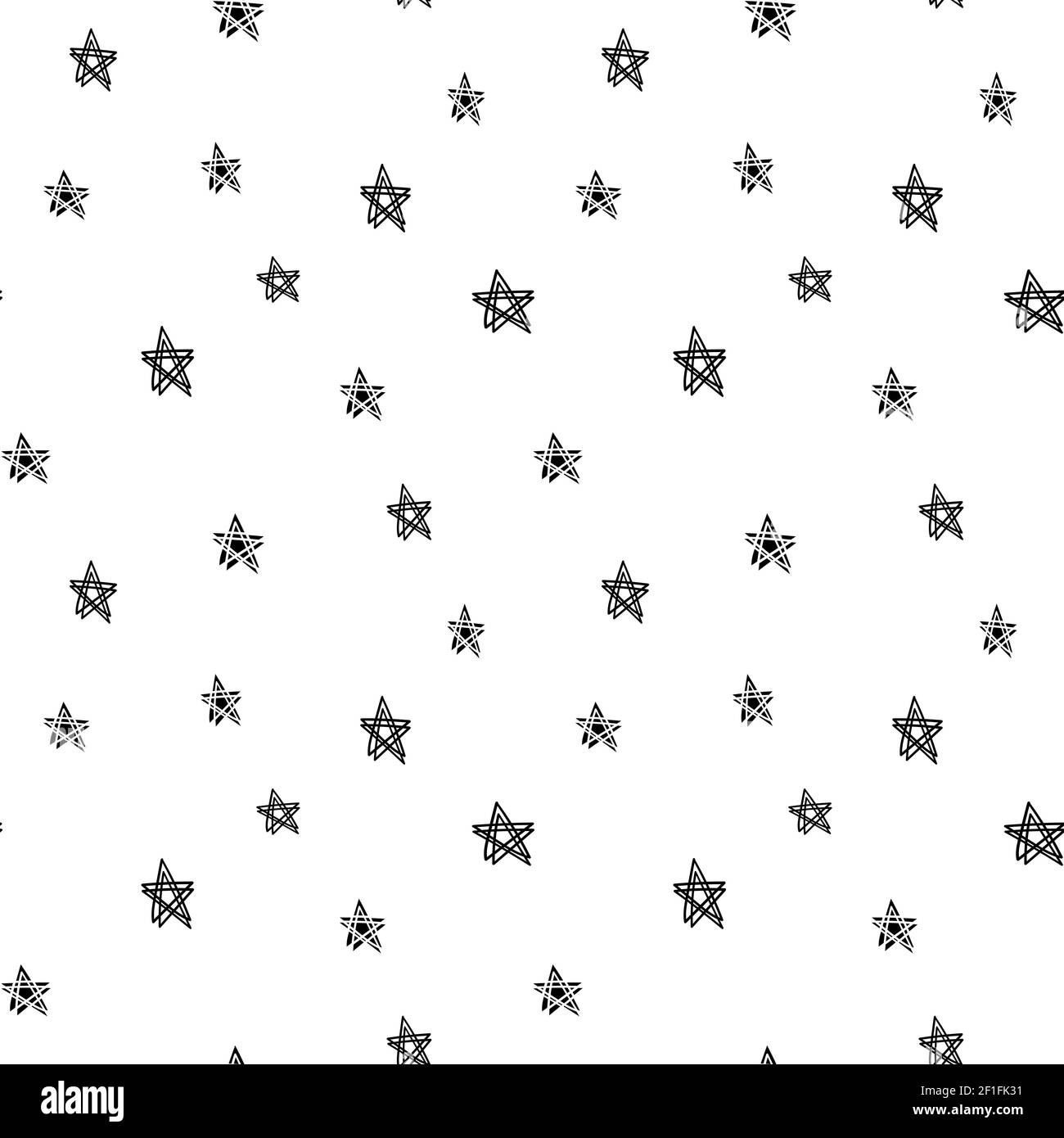 Star seamless pattern, black and white hand-drawn astral doodle digital ...