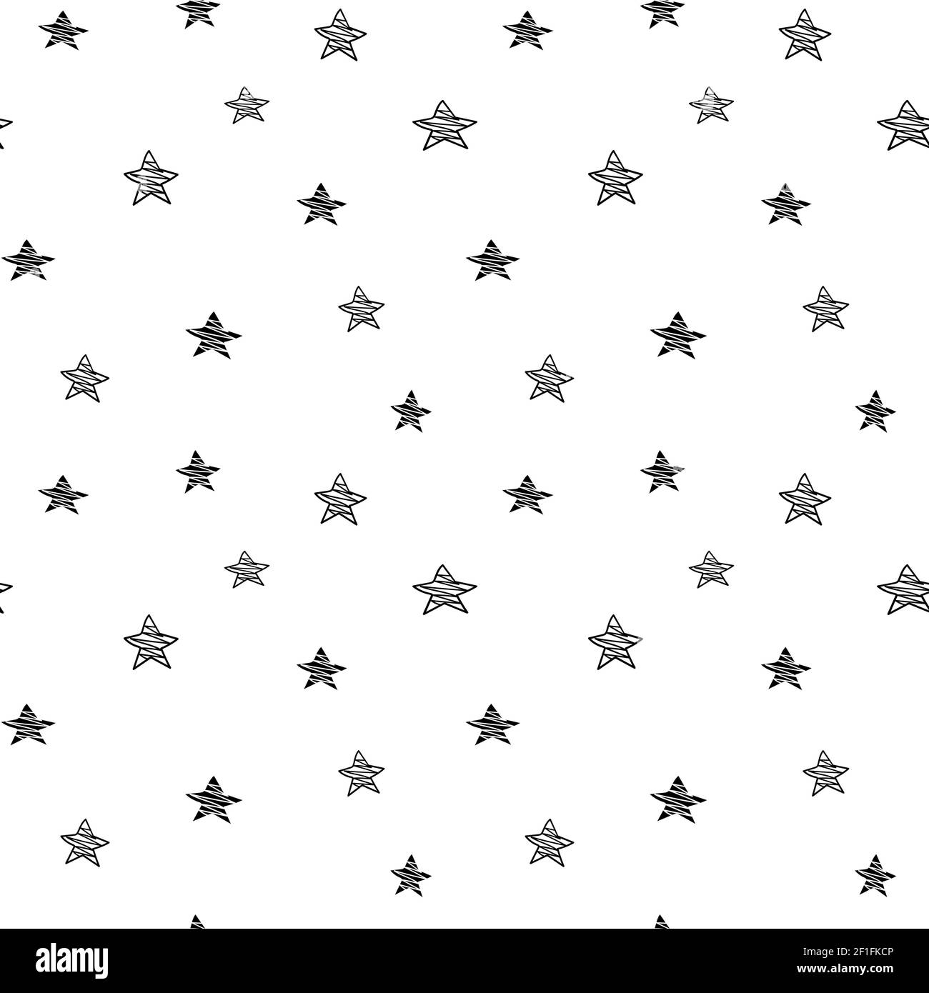 Star seamless pattern, black and white hand-drawn astral doodle digital ...