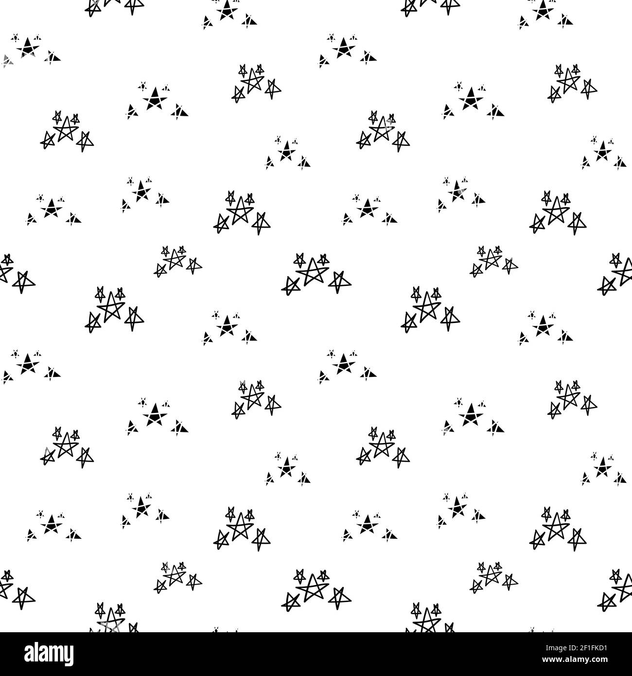 Star seamless pattern, black and white hand-drawn astral doodle digital ...