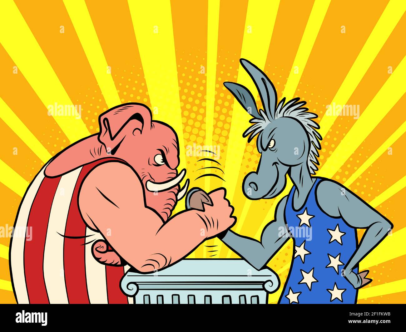 republicans and democrats donkey and elephant Stock Vector