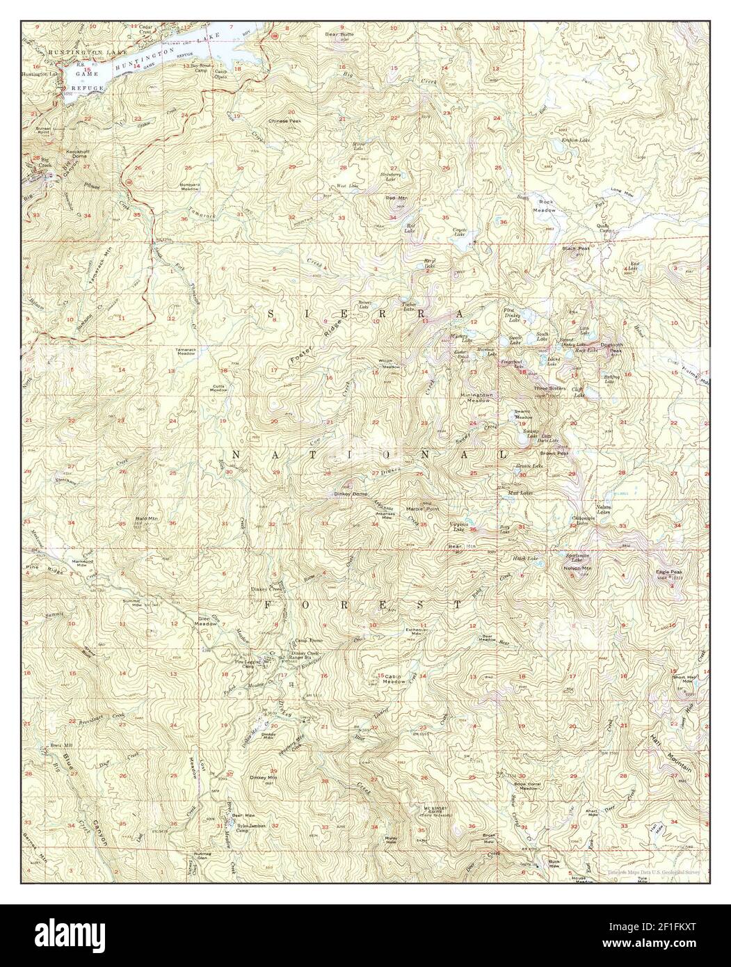 Huntington Lake, California, map 1953, 162500, United States of